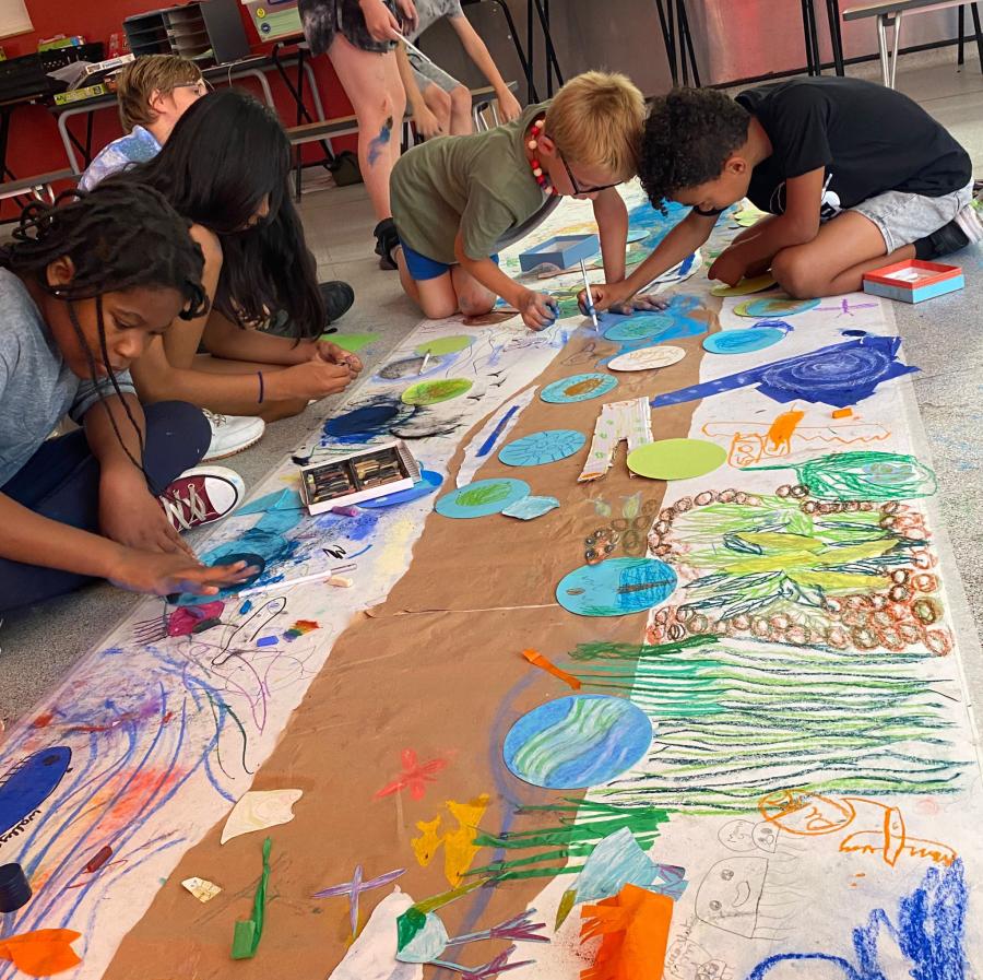 Childen in abbey ward summer camp join Chalk Dreams