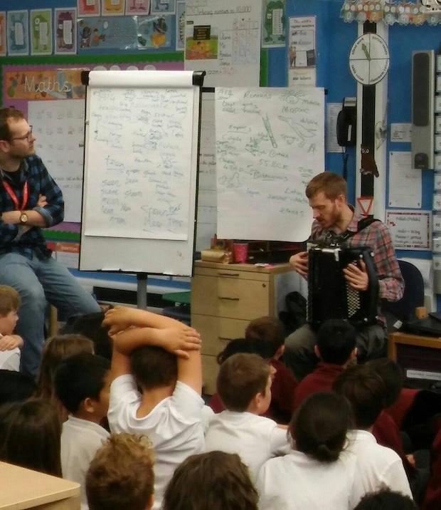 Sean Cooney and David Eagle in school